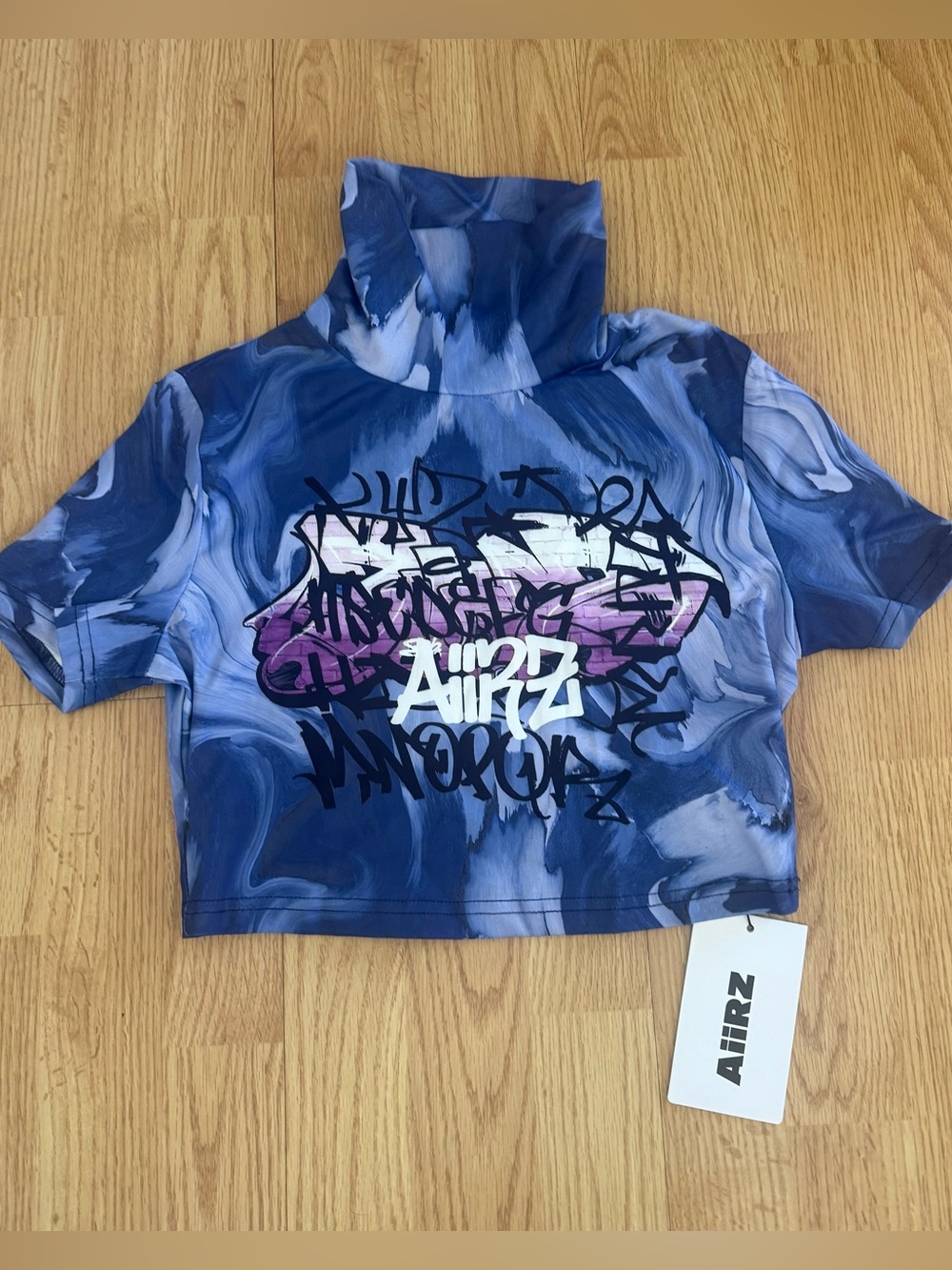 Missguided Purple Marble Print Crop Top with Graffiti Logo